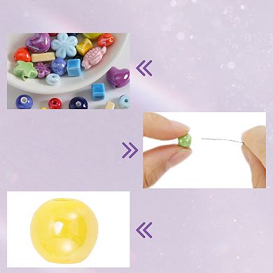 0.28"x0.28" 10Pcs Ceramic Beads Ideal for Crafts Bracelet Round Mixedcolors