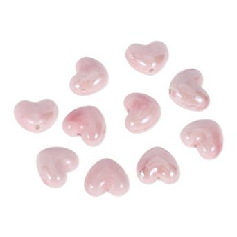 0.63"x0.55" 10 pc Ceramic Beads for DIY Heart Pink