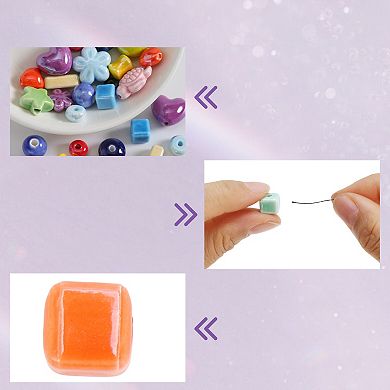 0.31"x0.31" 10Pcs Ceramic Beads Ideal for Crafts Bracelet Square Mixedcolors