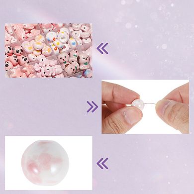 0.51"x0.51" 10 Pcs Ceramic Beads for DIY Flower Pink