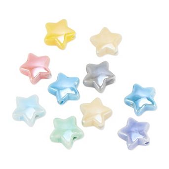 0.59"x0.59" 10 pc Ceramic Beads Ideal for Crafts Bracelet Star Mixedcolors