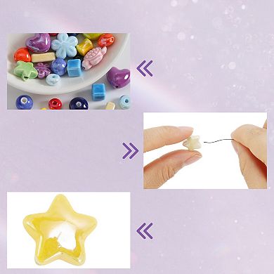 0.59"x0.59" 10Pcs Ceramic Beads Ideal for Crafts Bracelet Star Mixedcolors