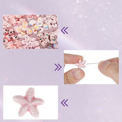 0.71"x0.71" 10 Pcs Ceramic Beads for DIY Starfishs Pink