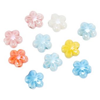 0.39"x0.39" 10 pc Ceramic Beads Ideal for Crafts Bracelet Flower Mixedcolors