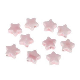 0.55"x0.55" 10 pc Ceramic Beads for DIY Stars Pink