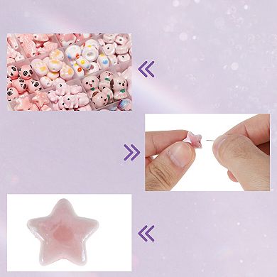 0.55"x0.55" 10 Pcs Ceramic Beads for DIY Stars Pink