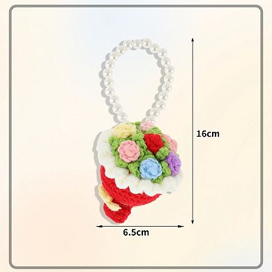 1Pc Flower Keychai Faux Pearl Chain Design