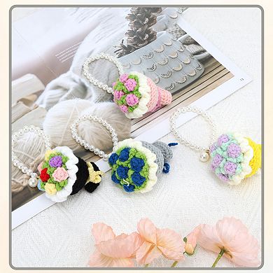1Pc Flower Keychai Faux Pearl Chain Design