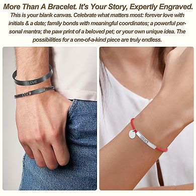 Braided Adjustable Stainless Steel Bracelets, Handmade Braided Rope Engravable Bracelets with Bag