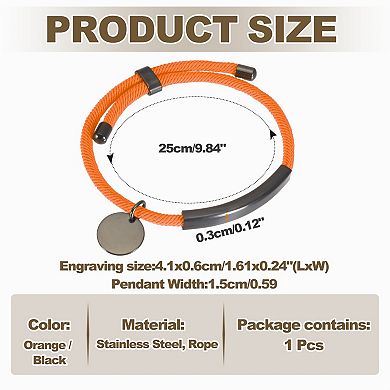 Braided Adjustable Stainless Steel Bracelets, Handmade Braided Rope Engravable Bracelets with Bag