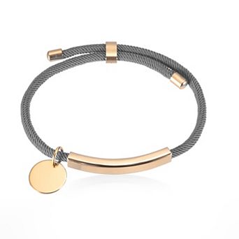 Braided Adjustable Stainless Steel Bracelets, Handmade Braided Rope Engravable Bracelets with Bag