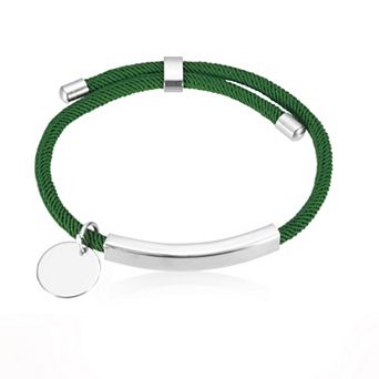 Braided Adjustable Stainless Steel Bracelets, Handmade Braided Rope Engravable Bracelets with Bag
