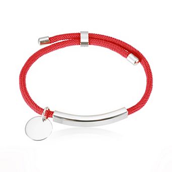 Braided Adjustable Stainless Steel Bracelets, Handmade Braided Rope Engravable Bracelets with Bag