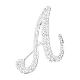 Letter Brooch Pins, Pearl Initial Alphabet Letter Lapel Badges Pin for Clothes Bouquet Hat Bag Craft