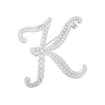 Letter Brooch Pins, Pearl Initial Alphabet Letter Lapel Badges Pin for Clothes Bouquet Hat Bag Craft