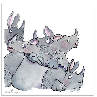 COURTSIDE MARKET Studio Series Crash of Rhinos Canvas Wall Art