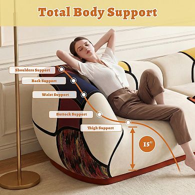 102-inch curved chenille sofa, modern 4-seat design with bohemian style pillows, no assembly require