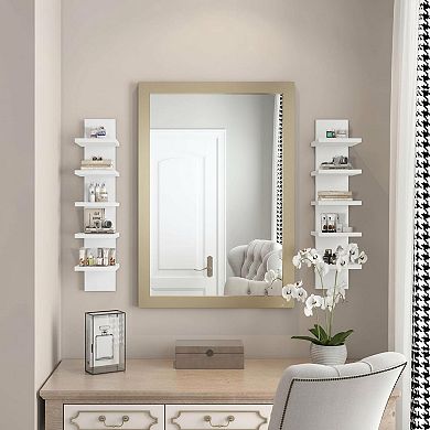 5 Tier White Vertical Floating Wall Shelf Narrow Decorative Mount Modern Decor Shelves
