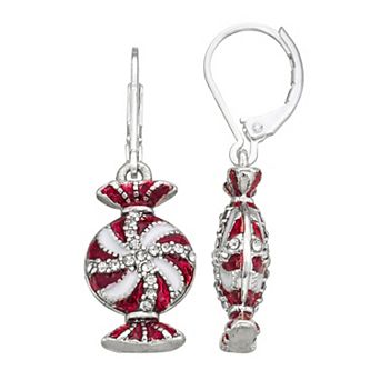 Napier Silver Tone Peppermint Candy Drop Earrings