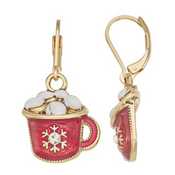 Napier Gold-Tone Hot Cocoa Mug Drop Earrings