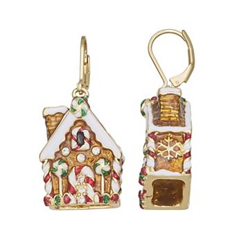 Napier Gold-Tone Gingerbread House Drop Earrings