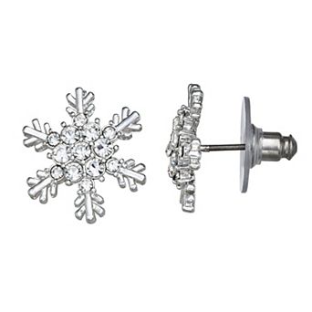 Napier Silver Tone Snowflake Stud Earrings