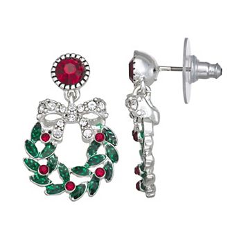 Napier Silver Tone Wreath Drop Earrings