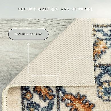 Washable Non Slip Low Profile Oriental Runner Rug Stain Resistant For High Traffic Areas