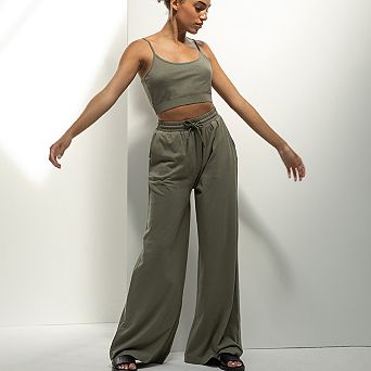 Skinni Fit Womens/Ladies Wide Leg Jogging Bottoms