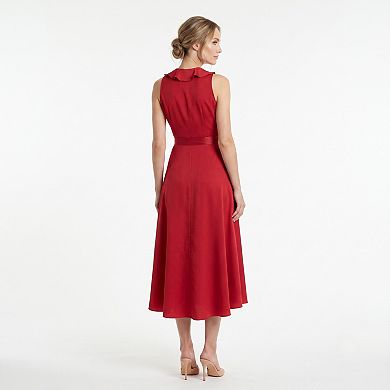 Women's Taylor Ruffle Wrap Sleeveless Midi Dress