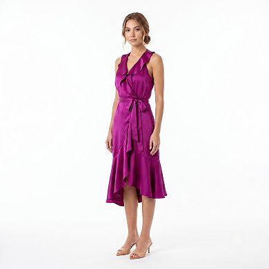 Women's Taylor Ruffle Wrap Sleeveless Midi Dress