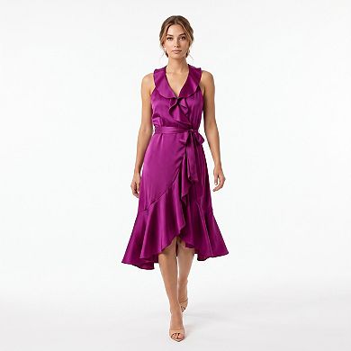 Women's Taylor Ruffle Wrap Sleeveless Midi Dress
