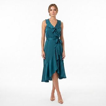 Women's Taylor Ruffle Wrap Sleeveless Midi Dress