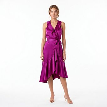 Women's Taylor Ruffle Wrap Sleeveless Midi Dress