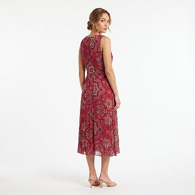 Women's Taylor Sleeveless V-Neck Pleated Midi Dress