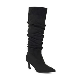 Nine West Riyaa Women's Scrunch Boots Pointed Toe Mid-Calf Heeled Boots