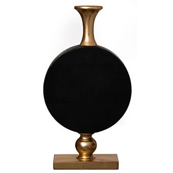 38 Inch Vintage Gold and Black Fiberglass Tall Floor Vase