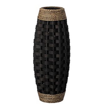 Rustic Tall Floor Vase - 24-inch Handcrafted Black Woven Vase, Decorative Accent For Home Decor