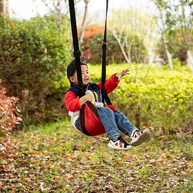 Indoor And Outdoor Patio Playground Kids Fun Hanging Mesh Fabric Tree Swing With Adjustable Strap