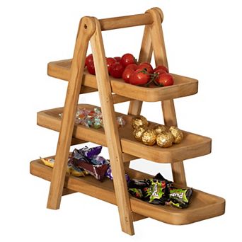 Vintiquewise 3 tier Wooden Tray Inspired Cupcake Stand Dessert Platter Pastry Holder