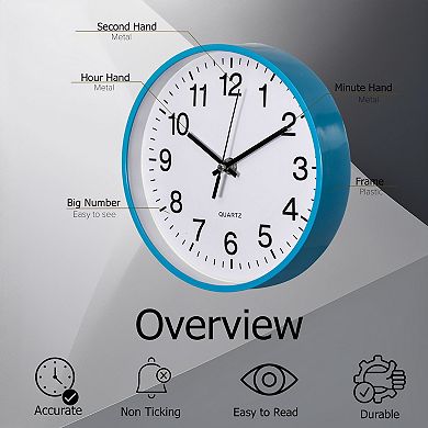 Clockswise Analog Clock Silent, Non-Ticking for Wall