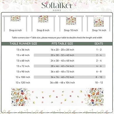 Wildflower Spring Table Runner 13x36 Inch Easter Summer Indoor/Outdoor Decor