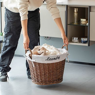 Wickerwise Handwoven Laundry Basket with Liner & Handles - Boho Decorative Storage Hamper