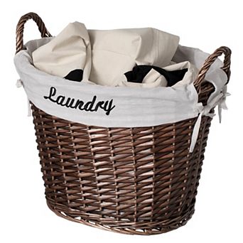Wickerwise Handwoven Laundry Basket with Liner & Handles - Boho Decorative Storage Hamper
