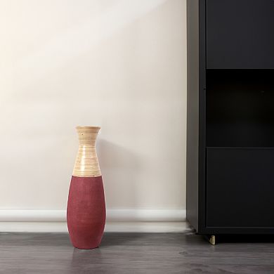 Set of 2 Burgundy Floor Vases