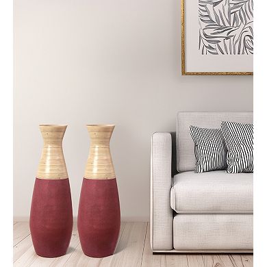 Set of 2 Burgundy Floor Vases