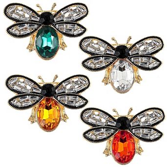Crystal Bee Brooch Set