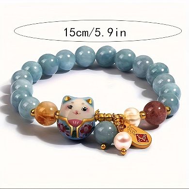 Ceramic Cat Charm Bracelet