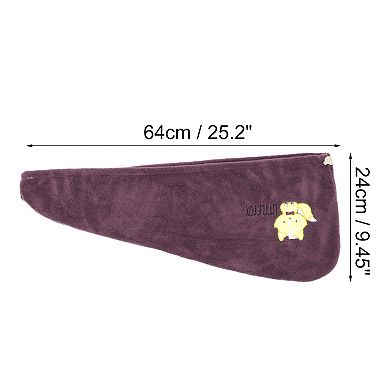 1Pc Women Soft Fox Pattern Hair Towel for Bathroom Purple