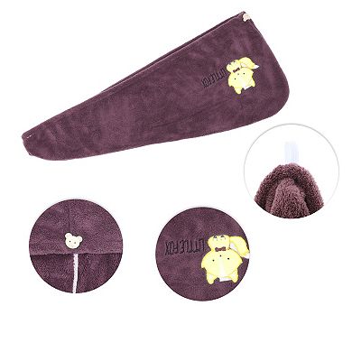 1Pc Women Soft Fox Pattern Hair Towel for Bathroom Purple
